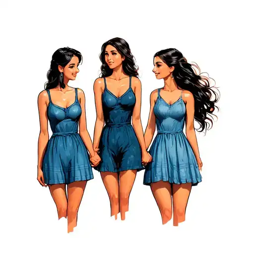 friends tv show #11 sisters holding hands tattoo design idea