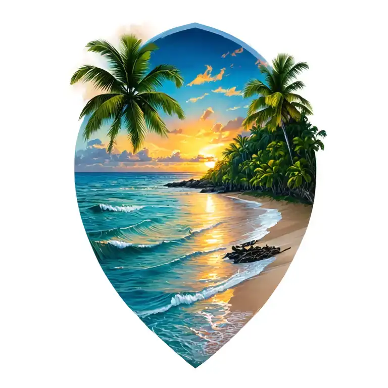 sunset bay in costa rica tattoo design idea