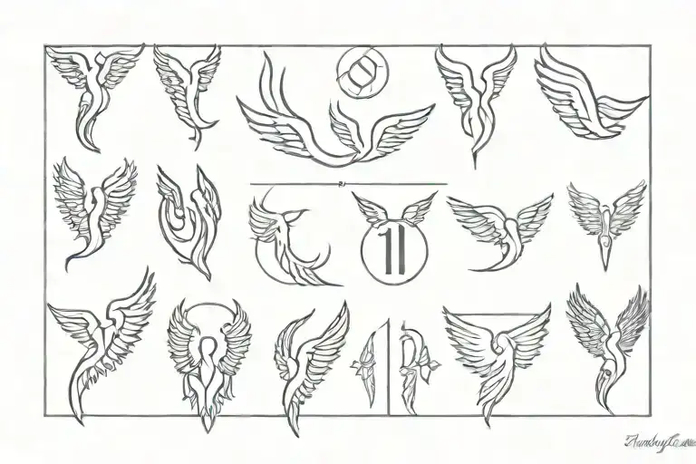 1111 angel numbers tattoo design idea