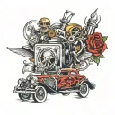 car parts forming tattoo design idea
