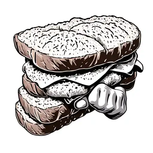 knuckle sandwich. bread a fist and bread tattoo design idea