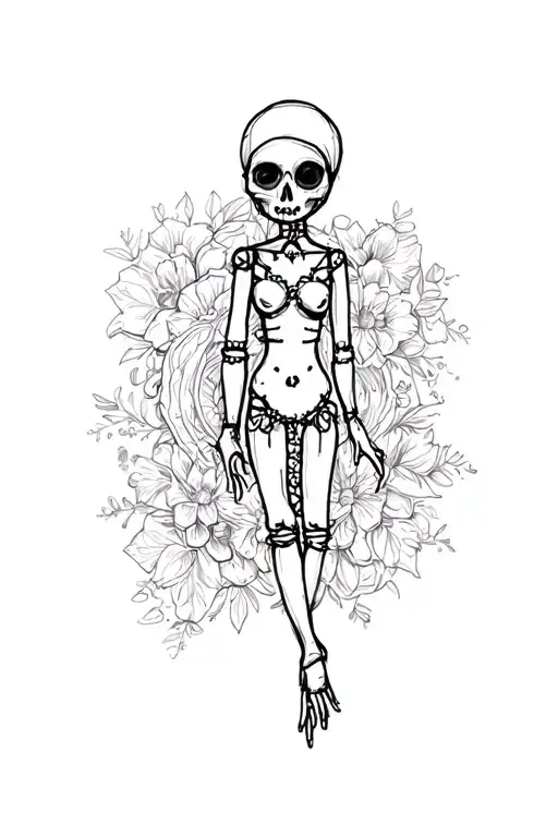 voodoo doll leg sleeve tattoo design idea