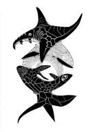 whale shark, manta ray and turtle tattoo design idea