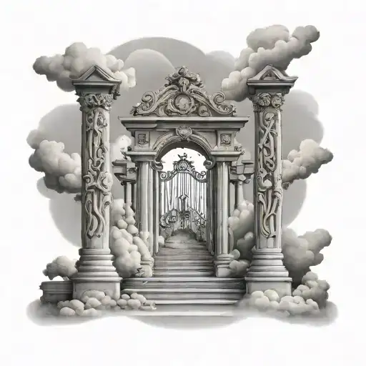 heaven gates, stairway tattoo design idea