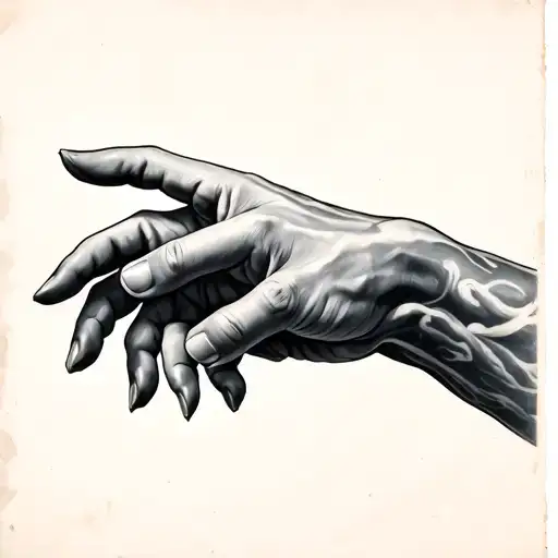 creation of Adam hands reaching tattoo design idea