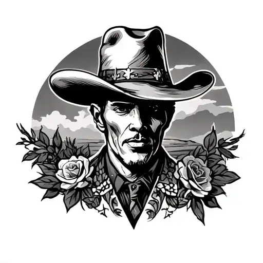 Western Americana Left half of back piece tattoo design idea