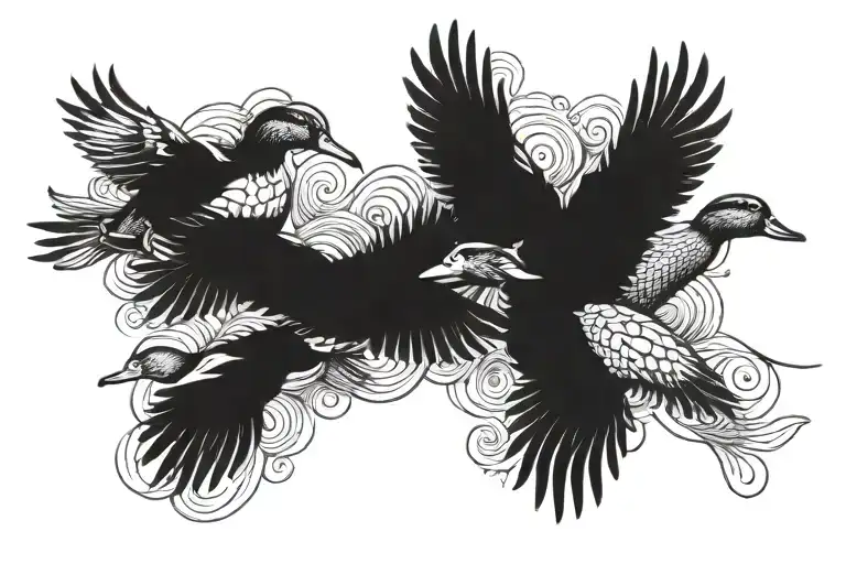 ducks flying together tattoo design idea