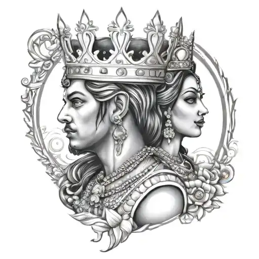 Suvarna Shaiju with king and queen crown tattoo design idea