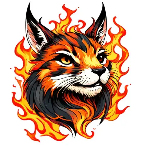 animals within flames flash sheet outline  tattoo design idea