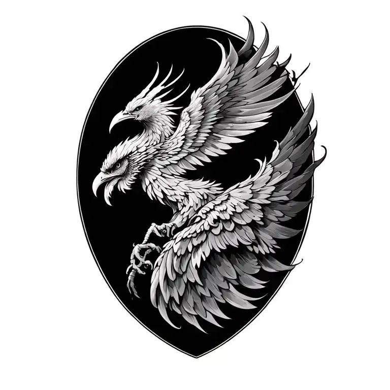 phoenix on shoulder and neck transforming tattoo design idea