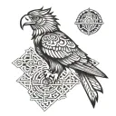 aztec eagle and borders made tattoo design idea