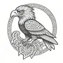 aztec eagle and borders made tattoo design idea