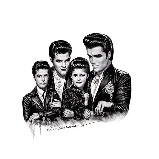 england, elvis,& family tattoo design idea
