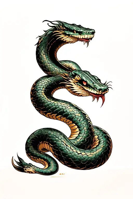 angry japanese snake tattoo design idea