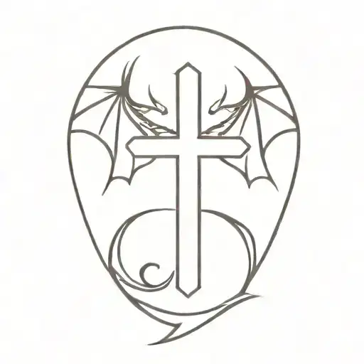 dragon wrapped around a cross tattoo tattoo design idea