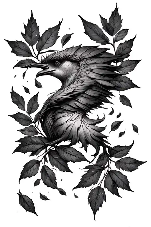 fate intertwined into leaves falling tattoo design idea