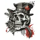 Skeleton Soldier with a Poker card and a Snake Tongue tattoo design idea