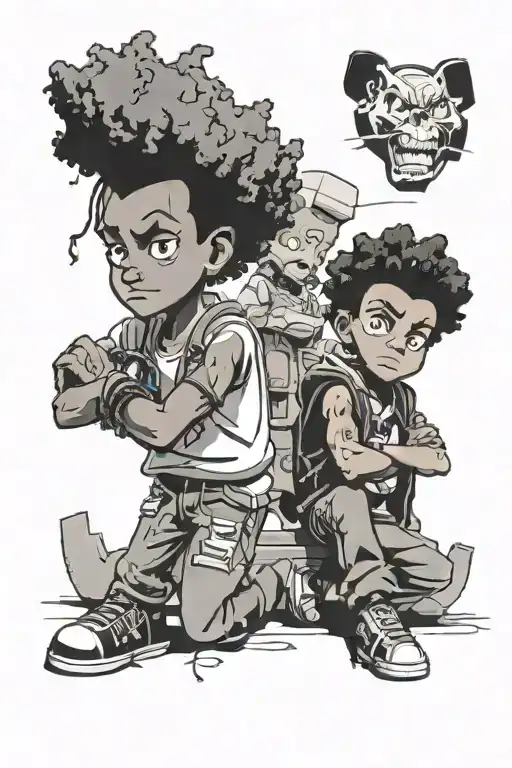 boondocks Riley and huey freeman tattoo design idea