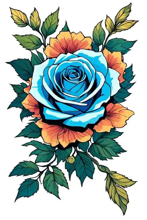 blue rose kaiser tattoo design idea