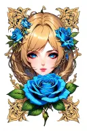blue rose kaiser tattoo design idea