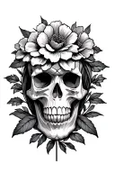 skulls, flowers, virgo symbol tattoo design idea