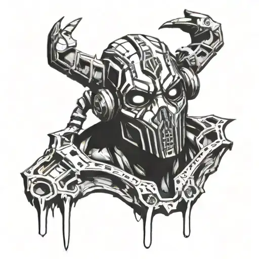 borderlands psycho mask surrounded tattoo design idea