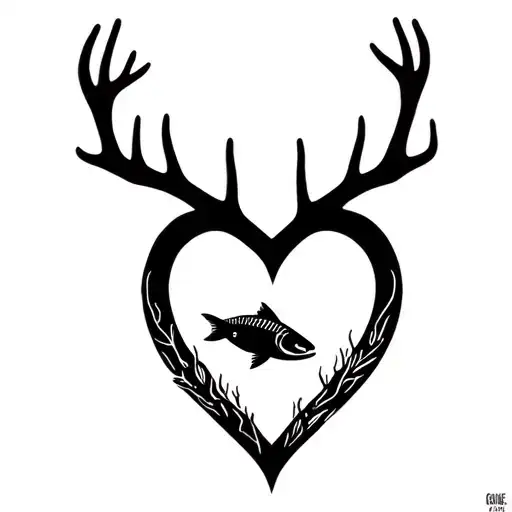 "Gone Bush Forever Free" "Gone Bush Forever Free" "Gone Bush Forever Free" "Gone Bush Forever Free" deer antlers making a heart with a fish jumping tattoo design idea