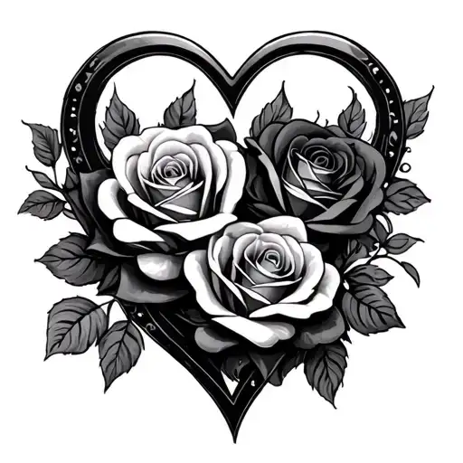Hearts Roses Infinity sign tattoo design idea