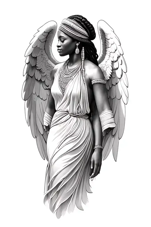 African angels tattoo design idea
