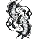 Pisces intertwined with Libra tattoo design idea