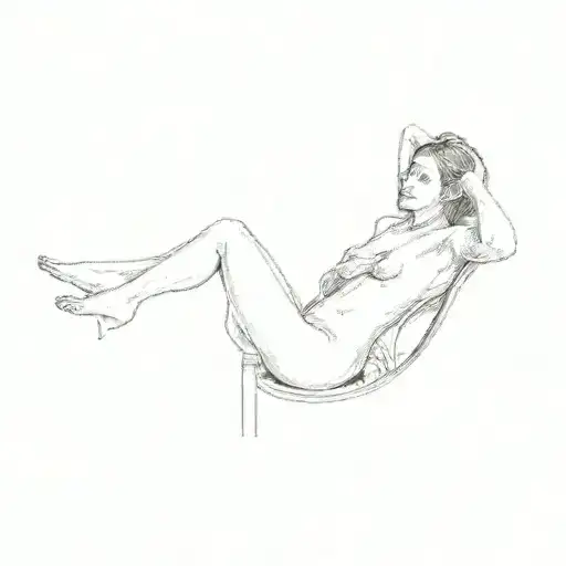 a nude woman laying on a chair tattoo design idea