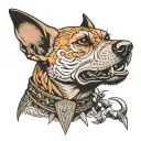 barking dog spike collar tattoo design idea