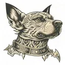 barking dog spike collar tattoo design idea