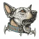 barking dog spike collar tattoo design idea