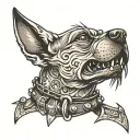 barking dog spike collar tattoo design idea