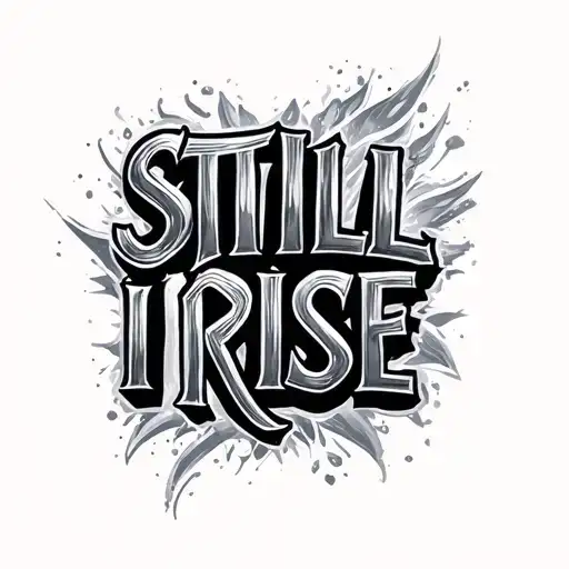 words "STILL I RISE" manly and stylish  tattoo design idea