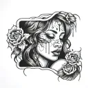 crying lady tattoo design idea