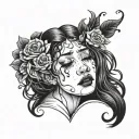 crying lady tattoo design idea