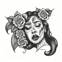 crying lady tattoo design idea