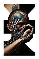 bionic cyborg arm tattoo design idea