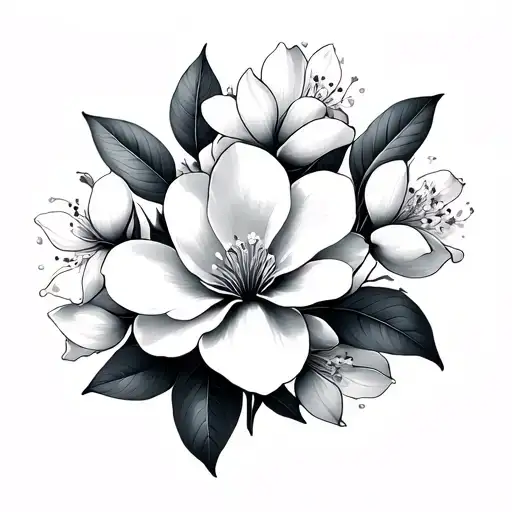 dogwood orange blossom magnolia flowers intertwined tattoo design idea