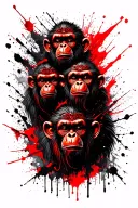 the 3 wise monkeys totem tattoo design idea