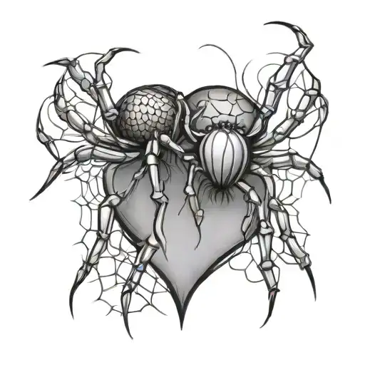 two spiders making a heart tattoo design idea