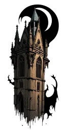 gothic cathedral tower tattoo design idea