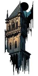 gothic cathedral tower tattoo design idea