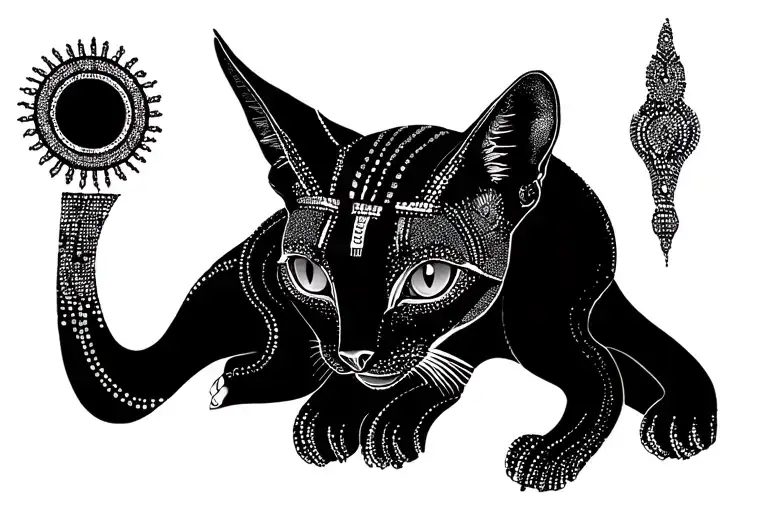 Aton solar disque Egypt god Bastet tattoo design idea