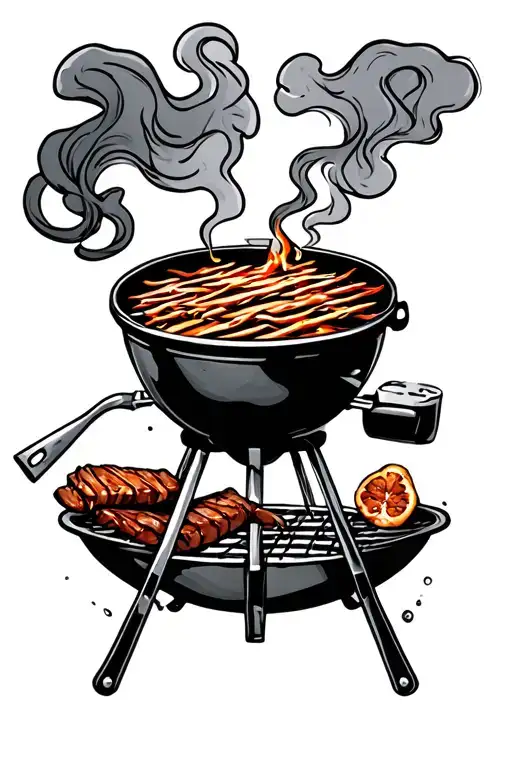 smoking bbq and cross tattoo design idea