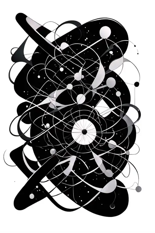 dmt molecules and trippy shapes combined tattoo design idea