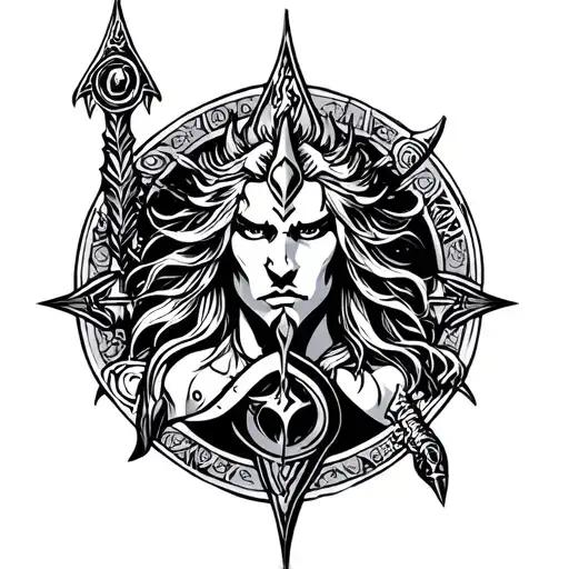 Aquarius zodiac warrior tattoo design idea