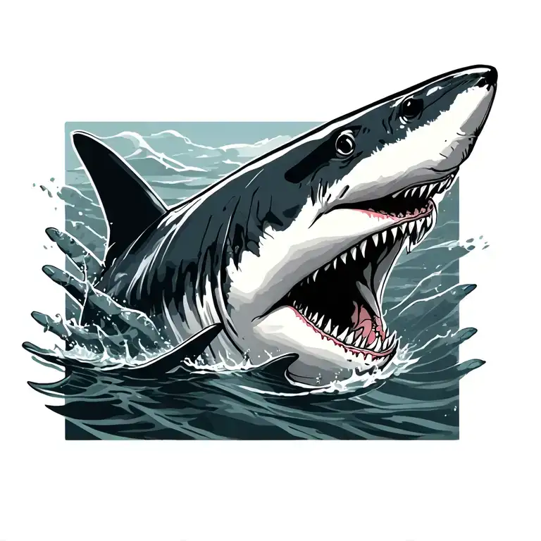 handprint with a shark swimming tattoo design idea